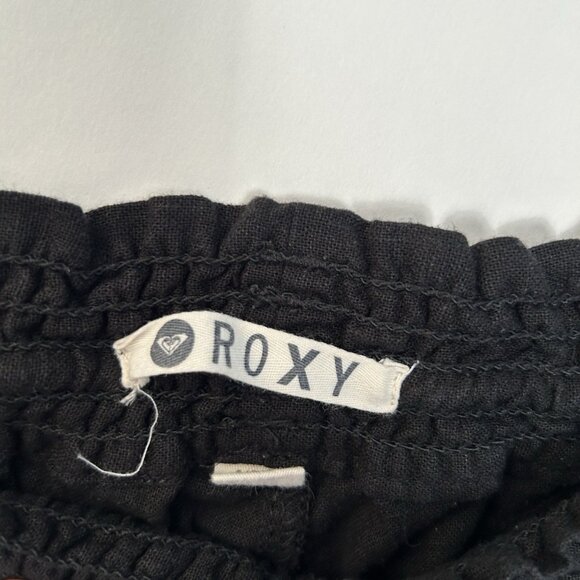 Roxy Oceanside Beach Pant Linen Blend Black Lounge Pants Womens Size Small Flowy - Picture 8 of 13